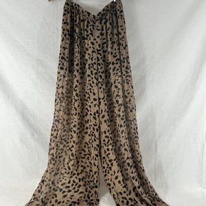 Sheer leopard print wide leg pants